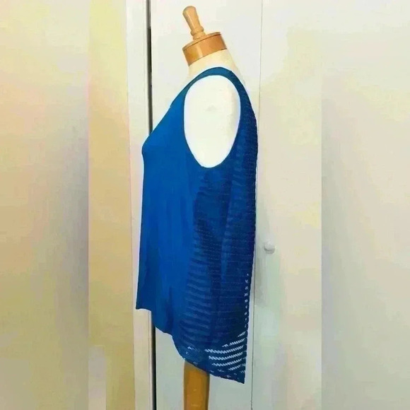 Lemon Tree Women Large Royal Blue Hi low Tank Top Soft Stretch Back Faux Wrap - Picture 3 of 11